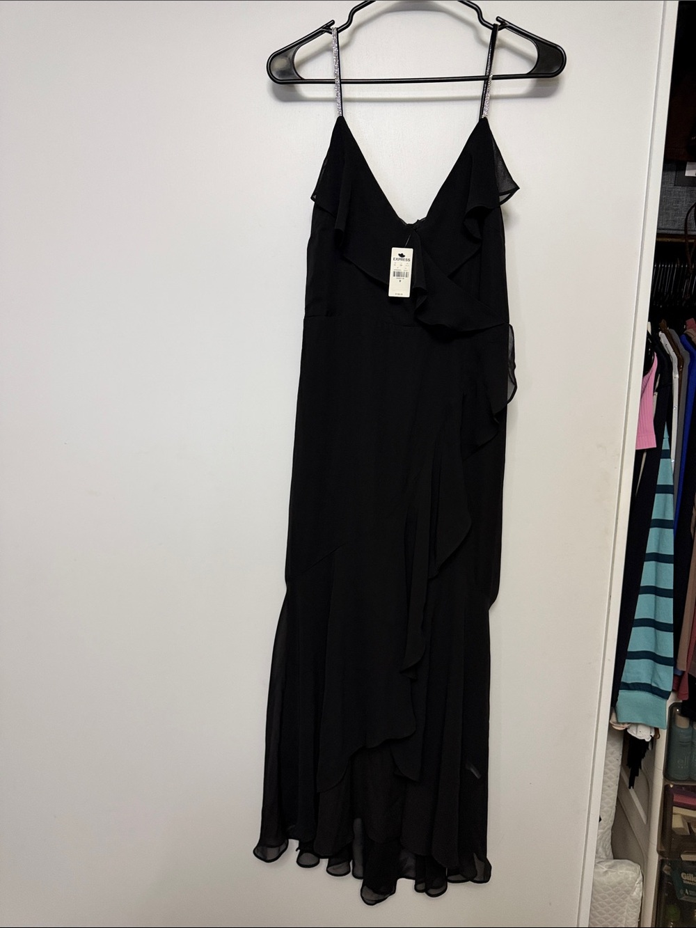 Express Black High-Low Ruffle Evening Dress - Picture 3 of 7